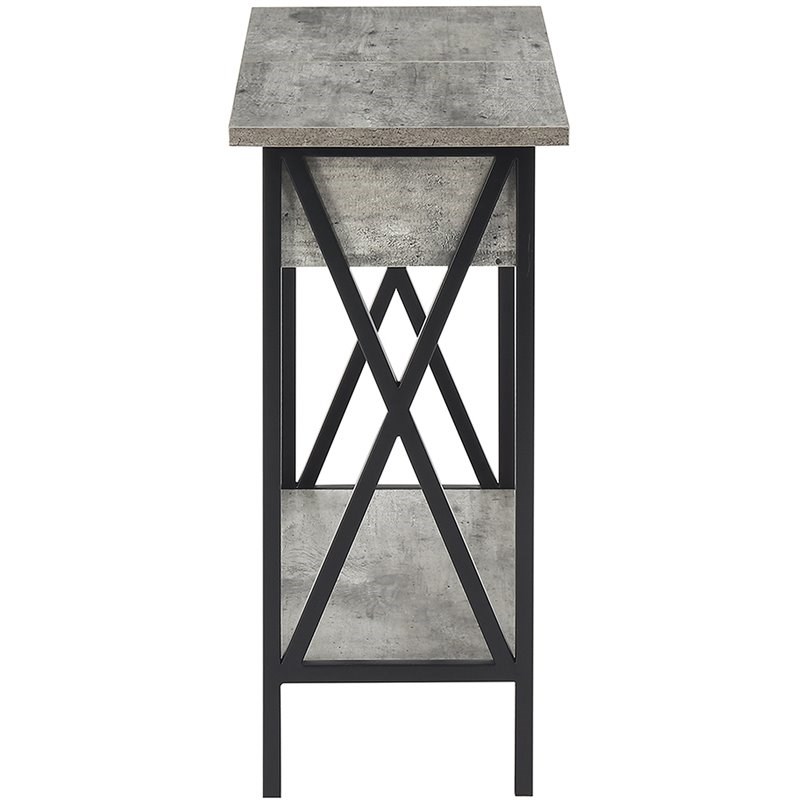 Convenience Concepts Tucson Electric Flip Top End Table in Faux Birch Gray Wood