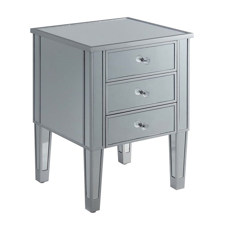 Convenience Concepts Gold Coast Three-Drawer End Table in Mirrored ...