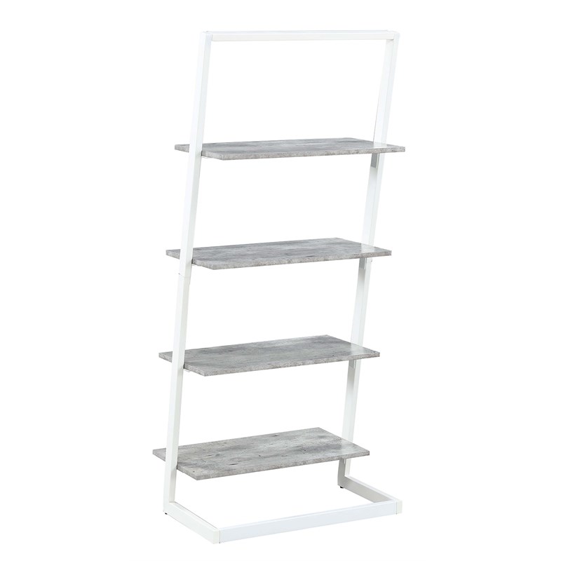 Convenience Concepts Graystone Four, Four Tier White Ladder Bookcase Shelf