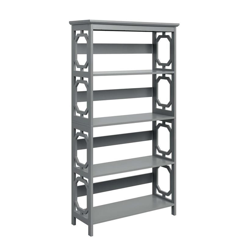 Convenience Concepts Omega Five-Tier Bookcase in Gray Wood Finish