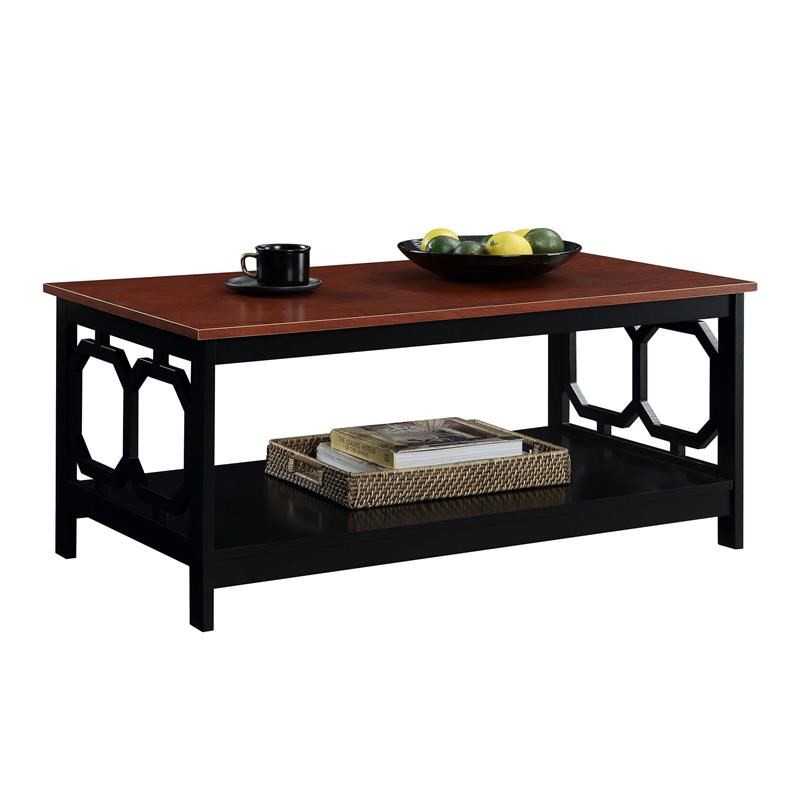Convenience Concepts Omega Coffee Table in Cherry and Black Wood Finish