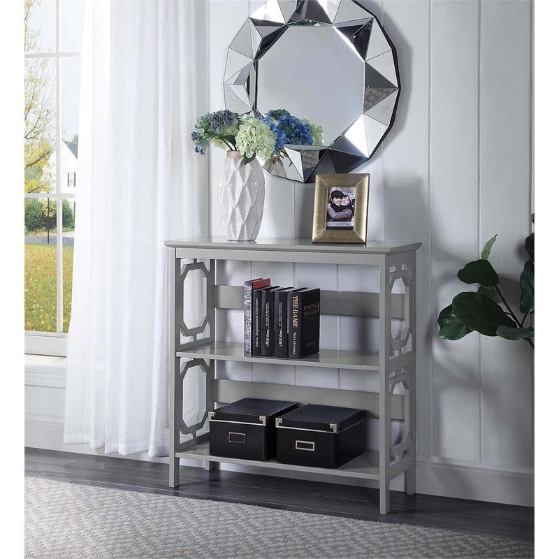 Convenience Concepts Omega Three-Tier Bookcase in Gray Wood Finish
