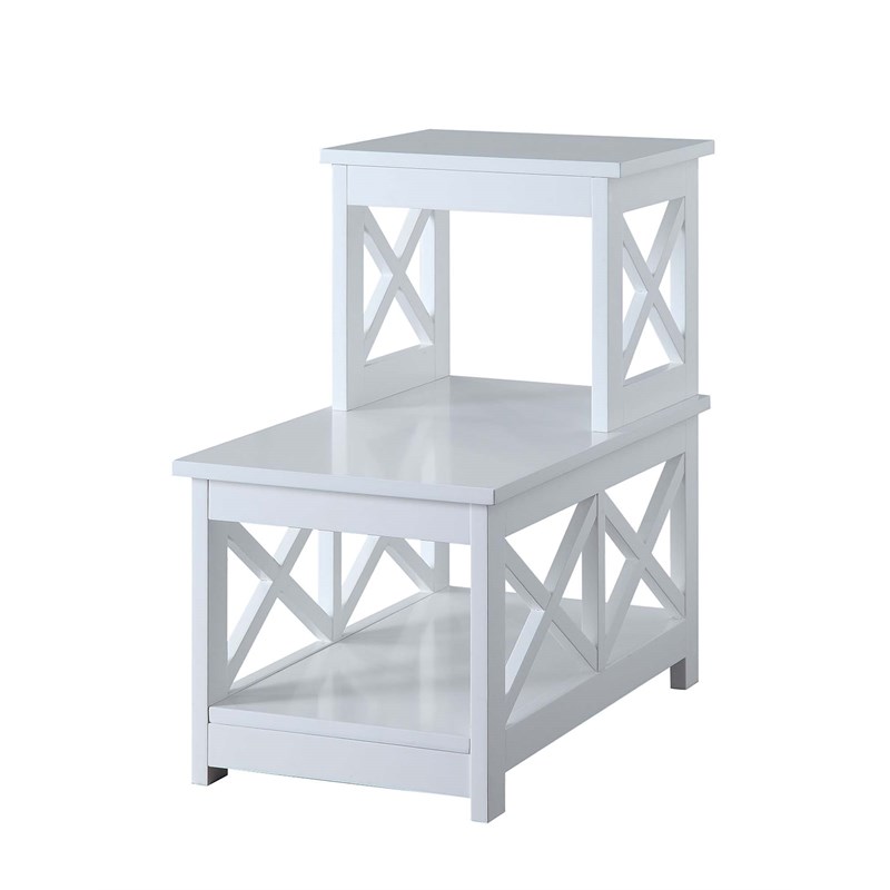 Convenience Concepts Oxford Two-Step Accent End Table in White Wood Finish