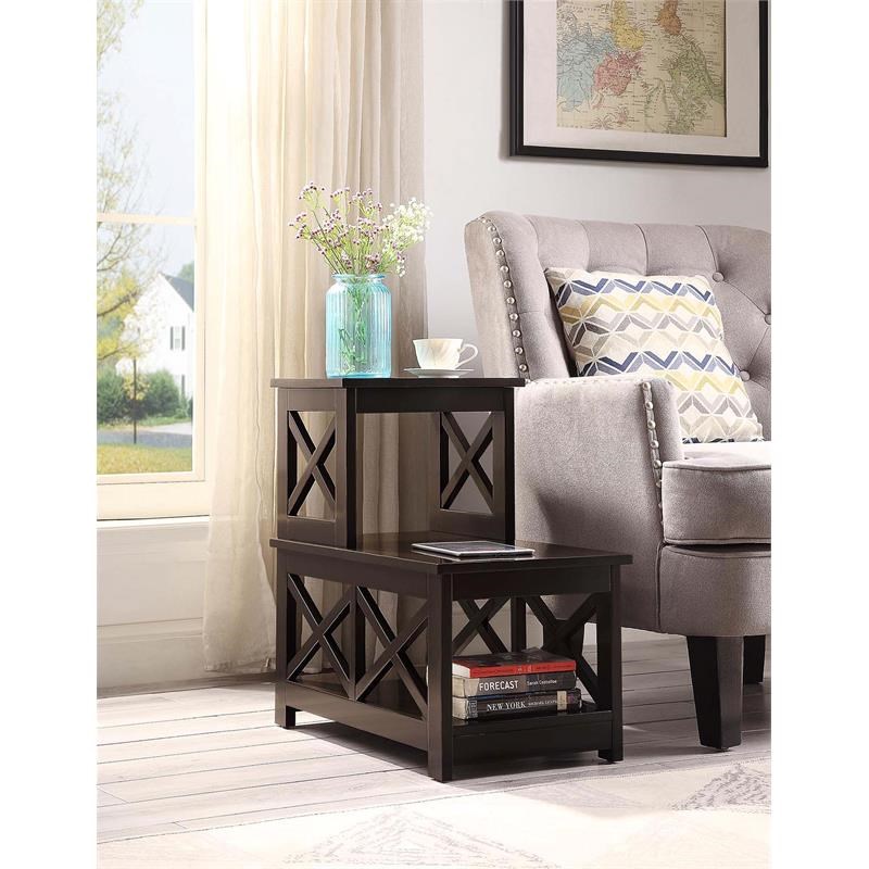 Convenience Concepts Oxford Two-Step Accent End Table in Espresso Wood Finish