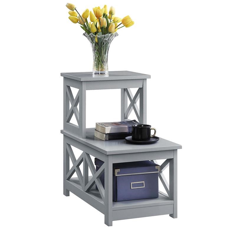 Convenience Concepts Oxford Two-Step Accent End Table in Gray Wood Finish