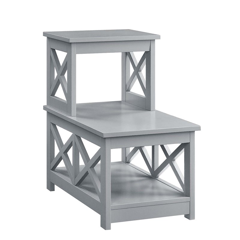 Convenience Concepts Oxford Two-Step Accent End Table in Gray Wood Finish