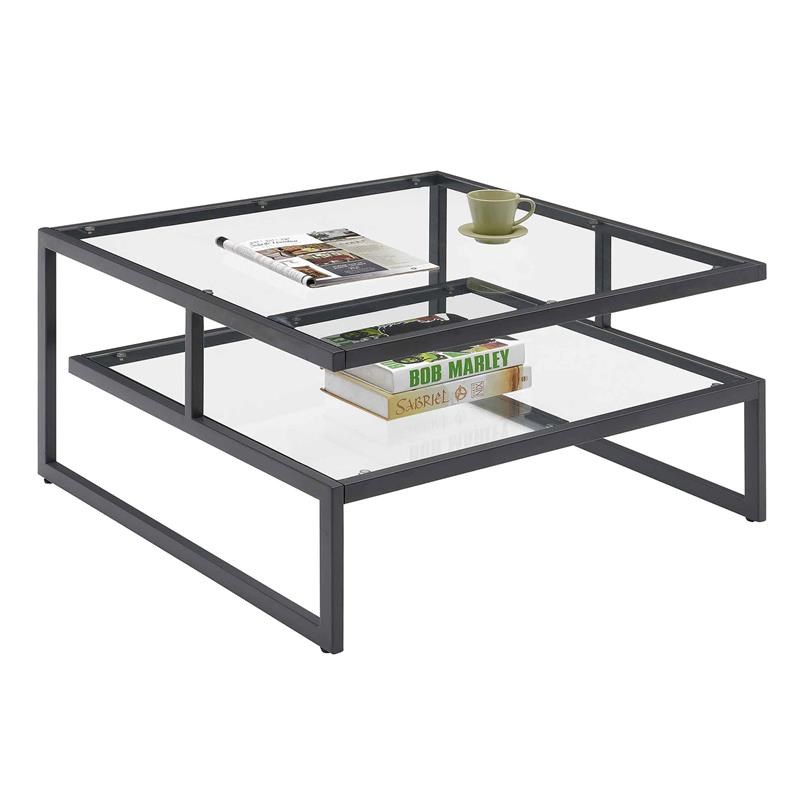 Convenience Concepts Royal Crest Stripes Coffee Table in Black Metal Finish