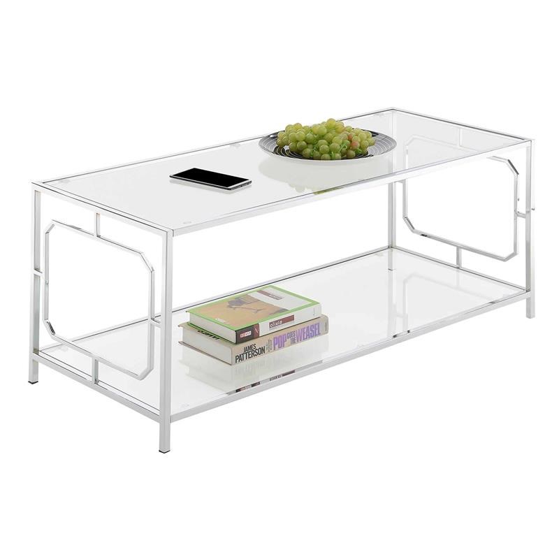Convenience Concepts Omega Chrome Coffee Table in Clear Glass and Chrome Frame
