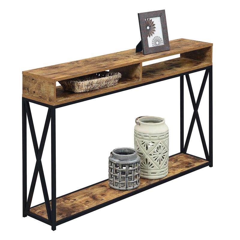 Convenience Concepts Tucson Deluxe 2 Tier Console Table in Tobacco Wood Finish