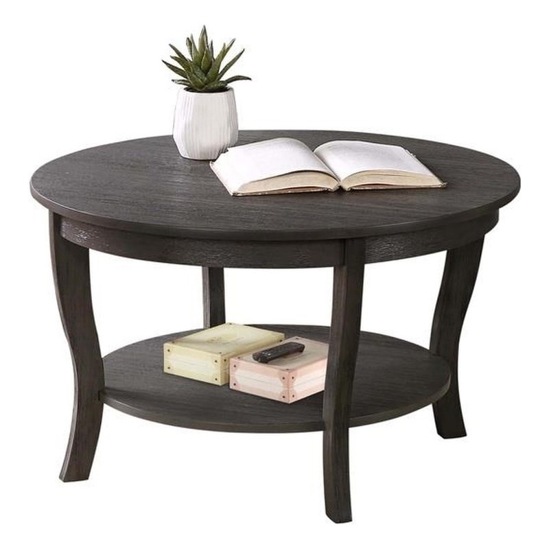 Convenience Concepts American Heritage Round Coffee Table in Gray Wood