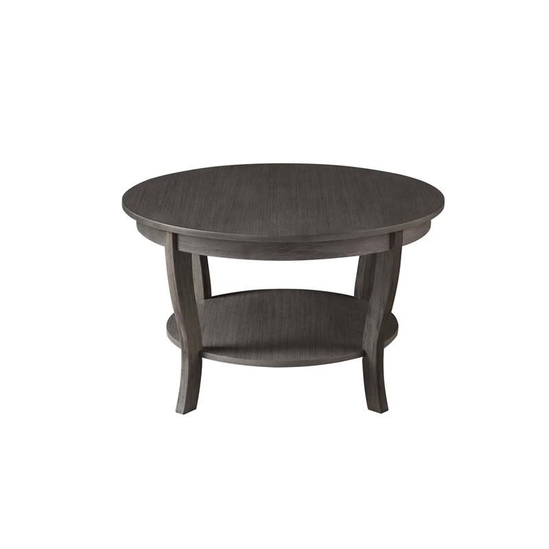 Convenience Concepts American Heritage Round Coffee Table in Gray Wood