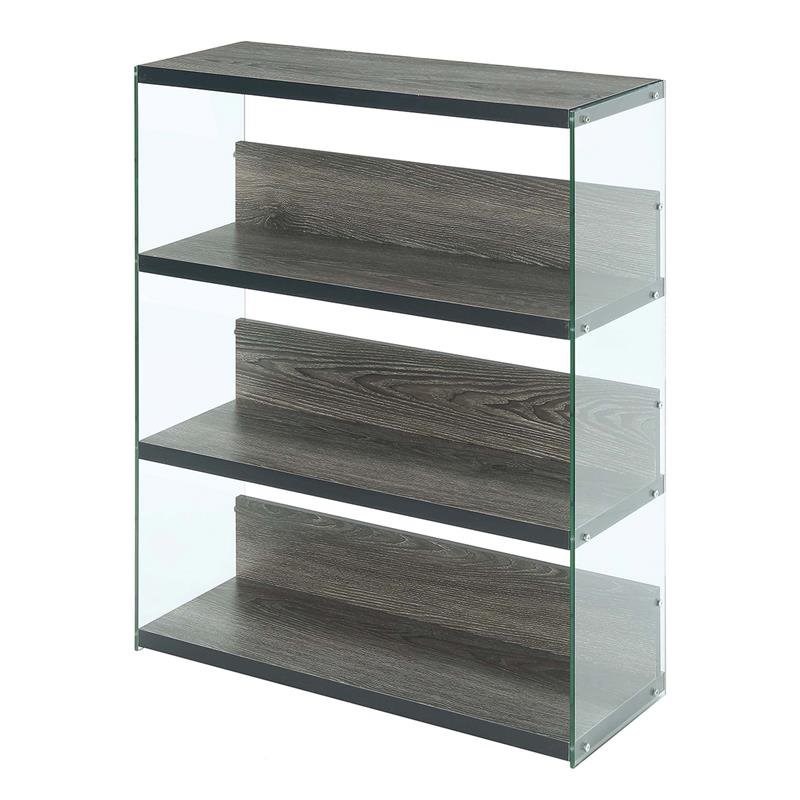 Convenience Concepts SoHo Four-Tier Wide Bookcase in Gray Wood Finish