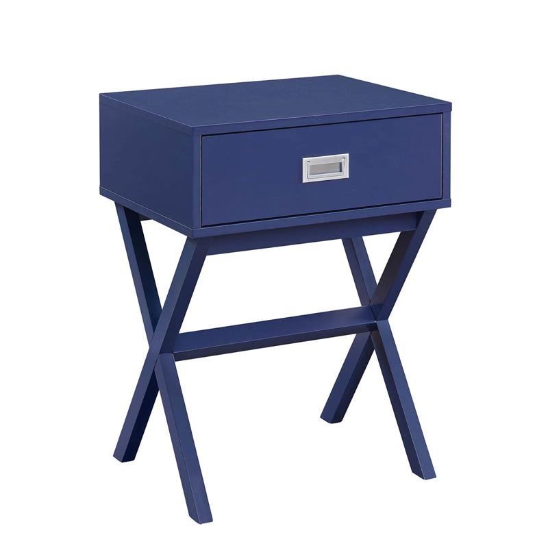 Convenience Concepts Designs2Go Landon End Table in Blue Wood Finish Homesquare
