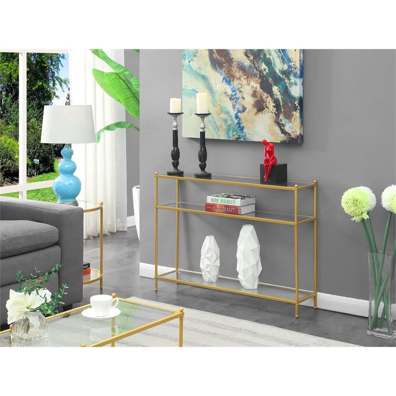 Convenience Concepts Contemporary Gold Metal Royal Crest Console Table