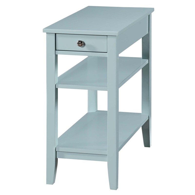 American Heritage Three Tier End Table With Drawer in Blue Wood Finish