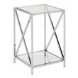 Convenience Concepts Oxford Chrome End Table with Clear Glass Shelves