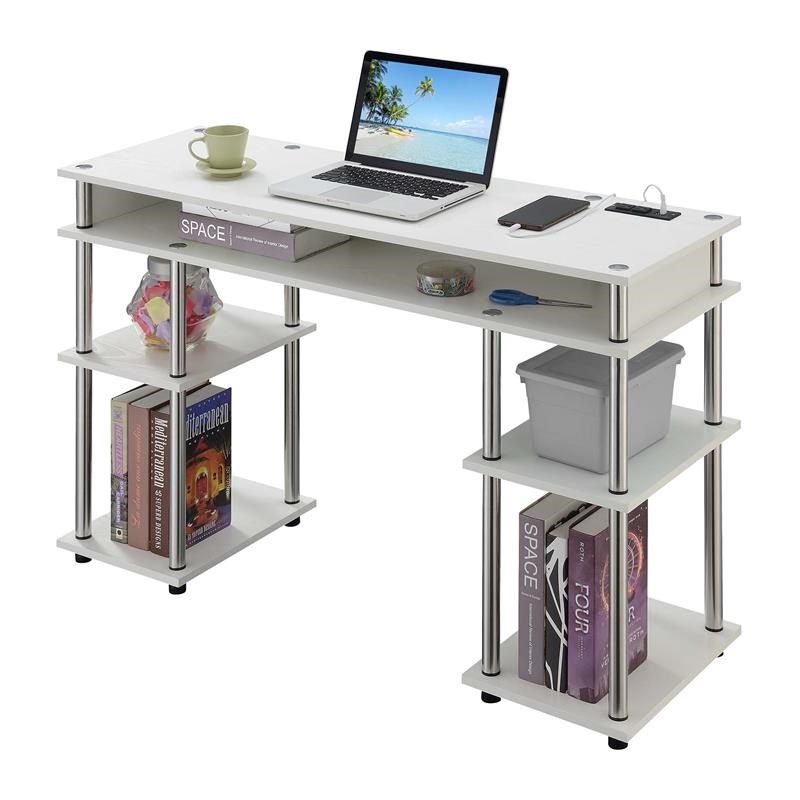 designs2go no tools student desk with charging station in white wood ...