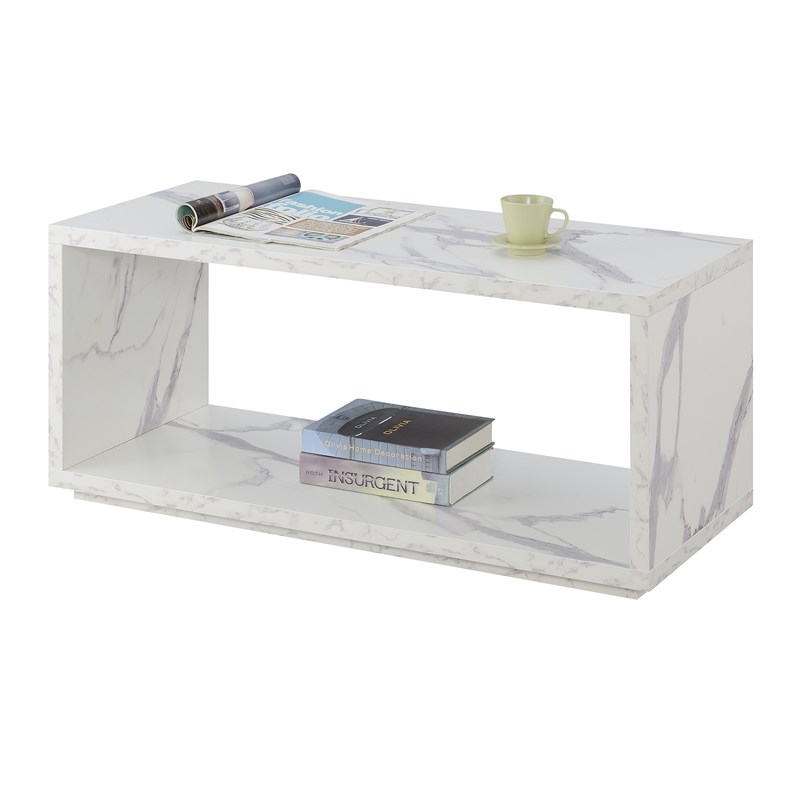 Convenience Concepts Northfield Admiral Coffee Table in Faux White Marble Wood