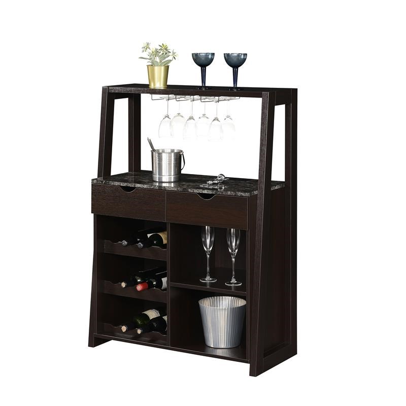 Convenience Concepts Uptown Wine Bar with in Espresso Wood