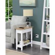 American Heritage Flip Top End Table with Charging Station in White Wood Finish