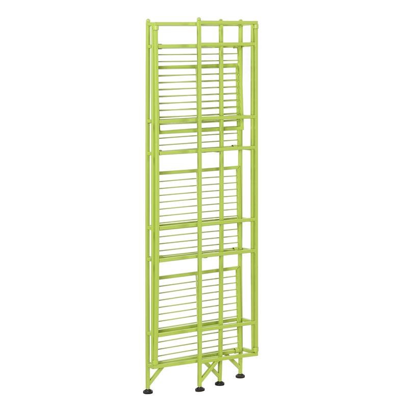 Convenience Concepts Xtra Storage Four-Tier Folding Shelf with Green Metal Frame