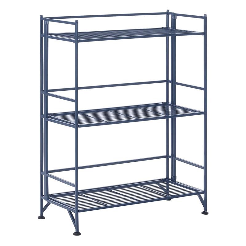 convenience concepts xtra storage threetier wide folding shelf in blue