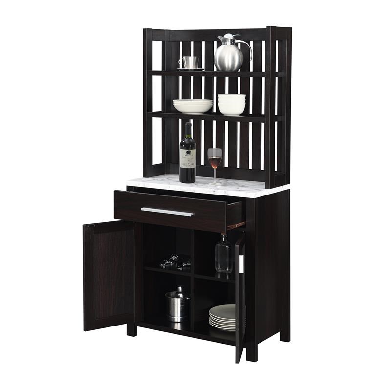Sawyer Wine Bar with in Espresso Wood Finish with White Faux