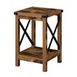 Durango End Table with Charging Station in Nutmeg Barnwood Wood and Black Metal