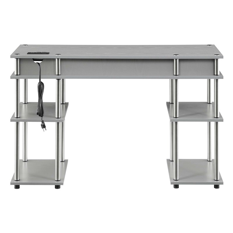 Designs2Go No Tools Student Desk with Charging Station in Gray Wood Finish