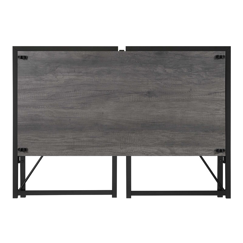 Convenience Concepts Xtra Folding Desk in Gray Wood Finish and Black Metal Frame