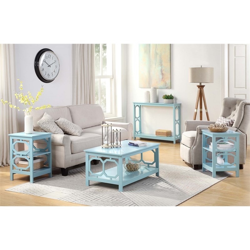 Convenience Concepts Omega End Table in Seafoam Green Wood Finish