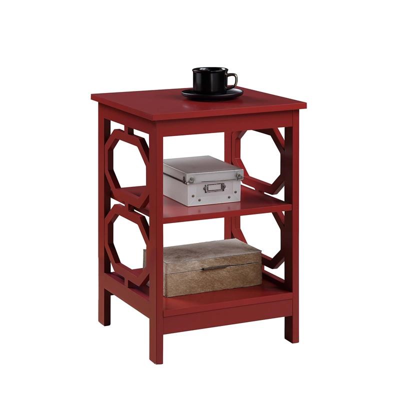 Convenience Concepts Omega End Table in Cranberry Red Wood Finish