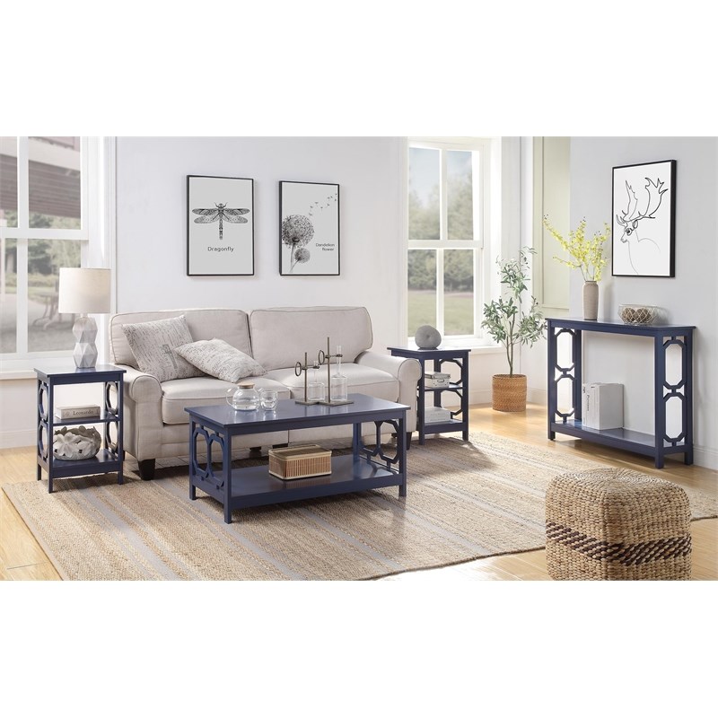 Convenience Concepts Omega Console Table in Cobalt Blue Wood Finish