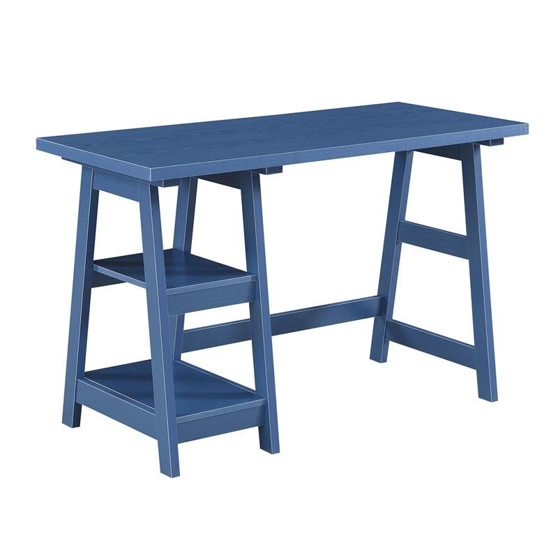 Convenience Concepts Designs2Go Trestle Desk in Blue Wood Finish