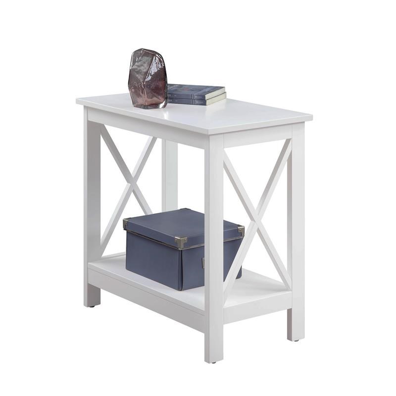 Convenience Concepts Oxford Chairside End Table with Shelf in White Wood Finish
