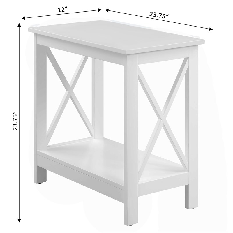 Convenience Concepts Oxford Chairside End Table with Shelf in White Wood Finish