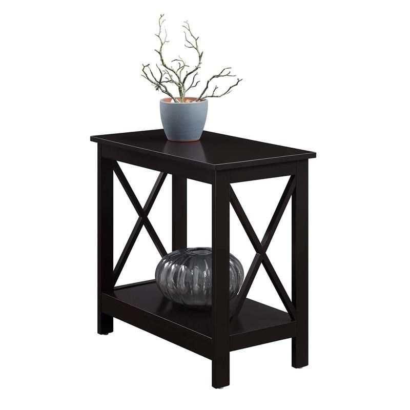 Convenience Concepts Oxford Chairside End Table with Shelf- Espresso Wood Finish