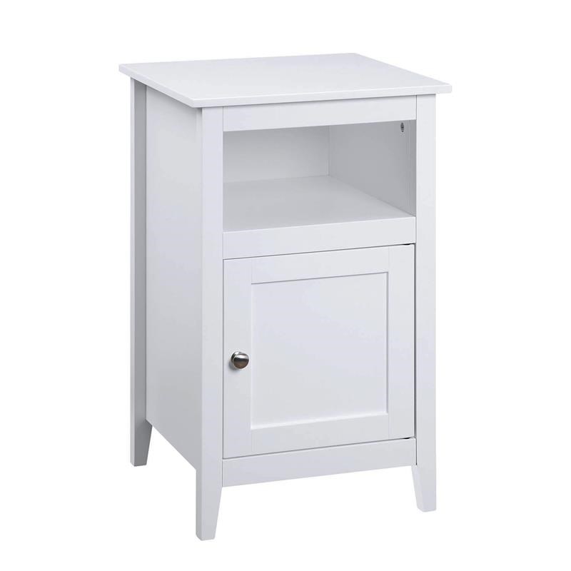 Designs2Go Storage Cabinet End Table with Shelf in White Wood Finish