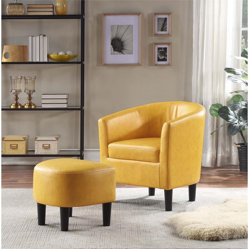 Take A Seat Churchill Accent Chair With, Yellow Leather Accent Chairs
