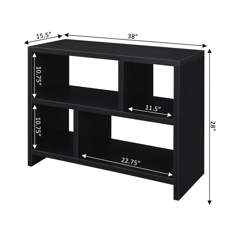Convenience Concepts Northfield Console Three-Tier Bookcase in Black Wood Finish