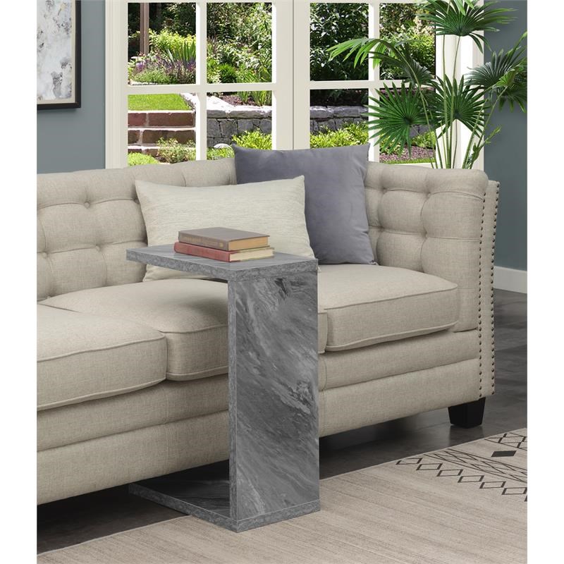 Convenience Concepts Northfield Admiral C End Table in Gray Faux Marble Wood