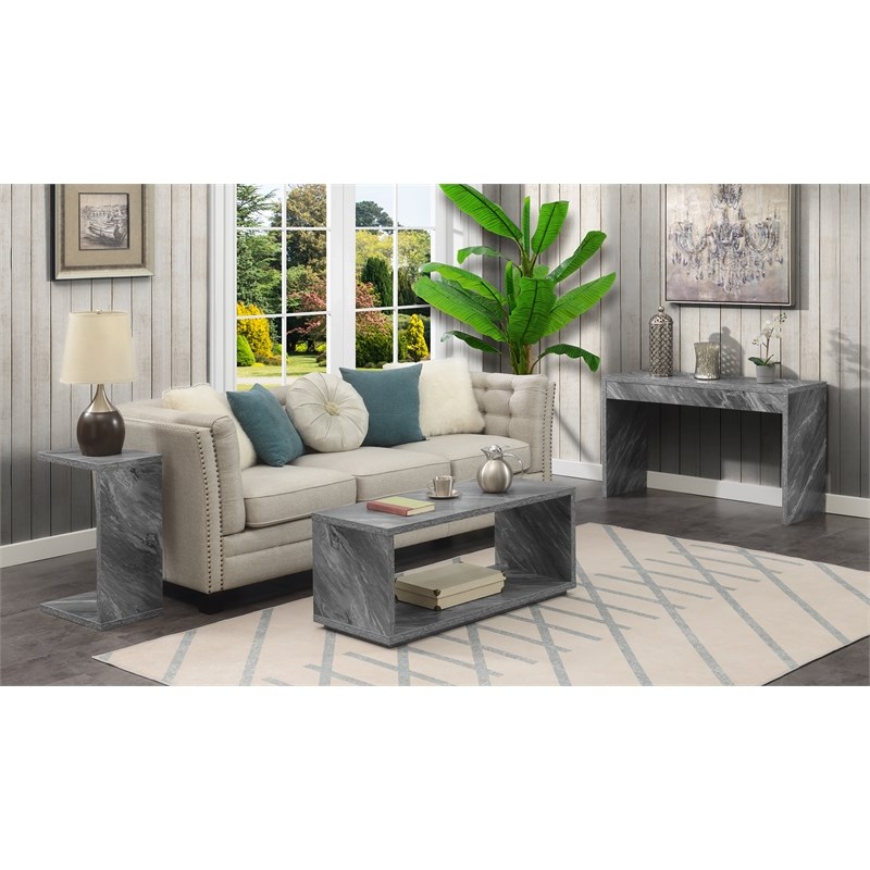 Convenience Concepts Northfield Admiral C End Table in Gray Faux Marble Wood
