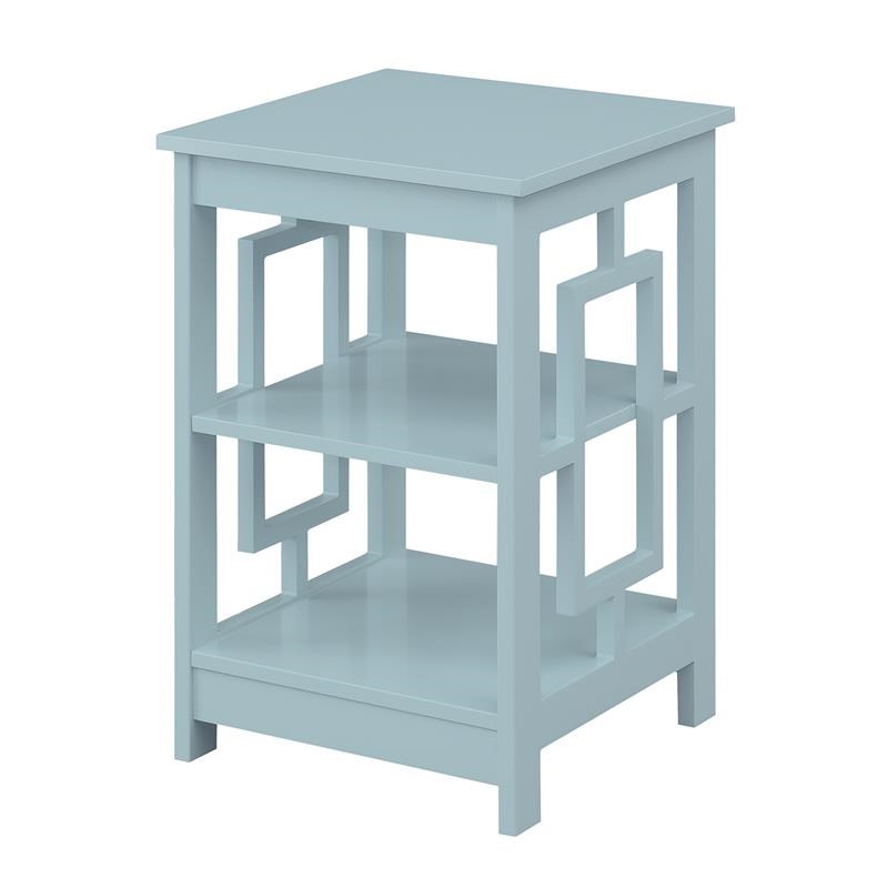 Convenience Concepts Town Square End Table with Shelves in Seafoam Blue Wood