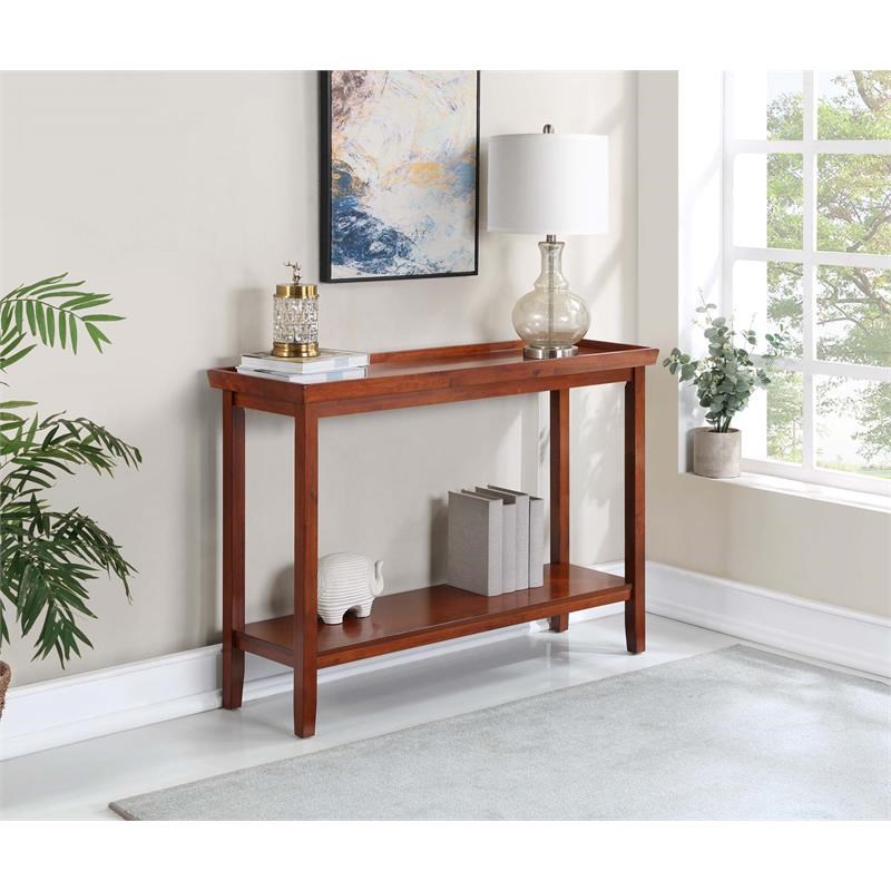 Convenience Concepts Ledgewood Console Table with Shelf in Warm Cherry Wood