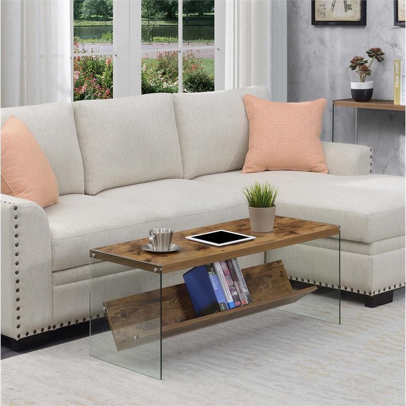 Convenience Concepts SoHo Coffee Table with Shelf in Nutmeg Wood Finish