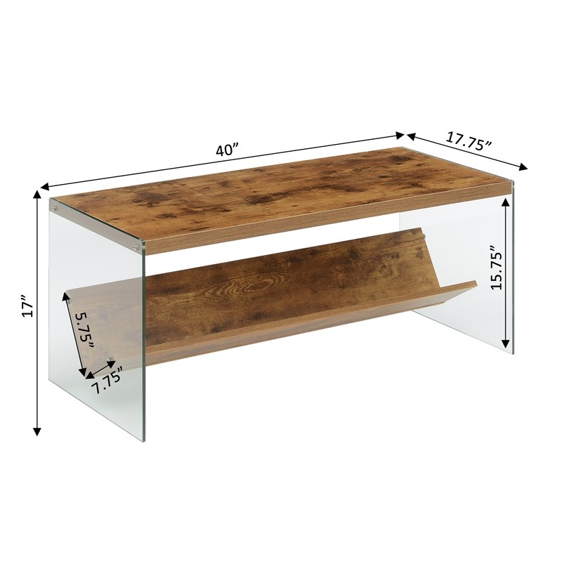 Convenience Concepts SoHo Coffee Table with Shelf in Nutmeg Wood Finish