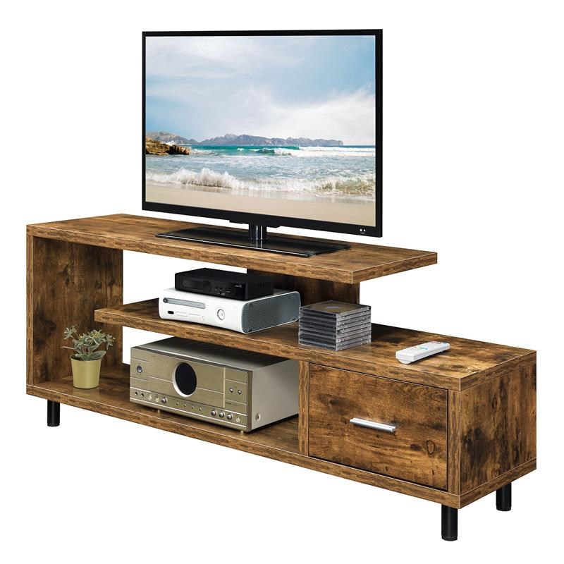 Seal II One-Drawer 60 inch TV Stand with Shelves in Nutmeg Wood Finish