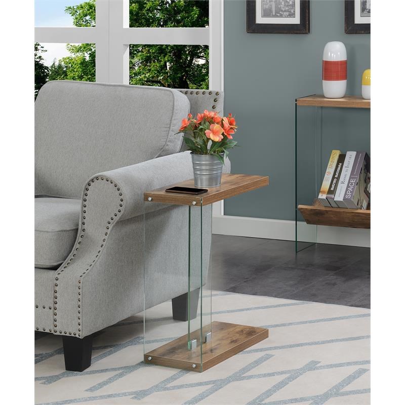 Convenience Concepts SoHo C End Table in Nutmeg Wood Finish and Clear Glass
