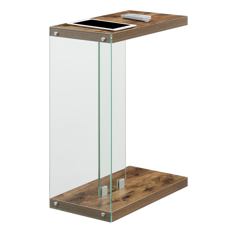 Convenience Concepts SoHo C End Table in Nutmeg Wood Finish and Clear Glass