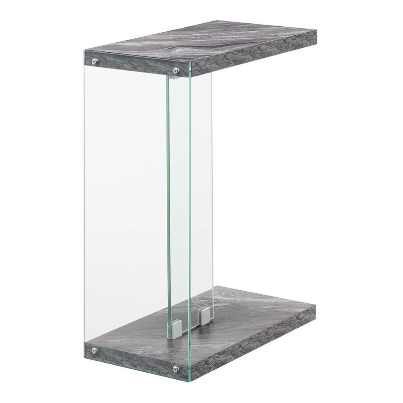 Convenience Concepts SoHo C End Table in Gray Faux Marble Wood Finish
